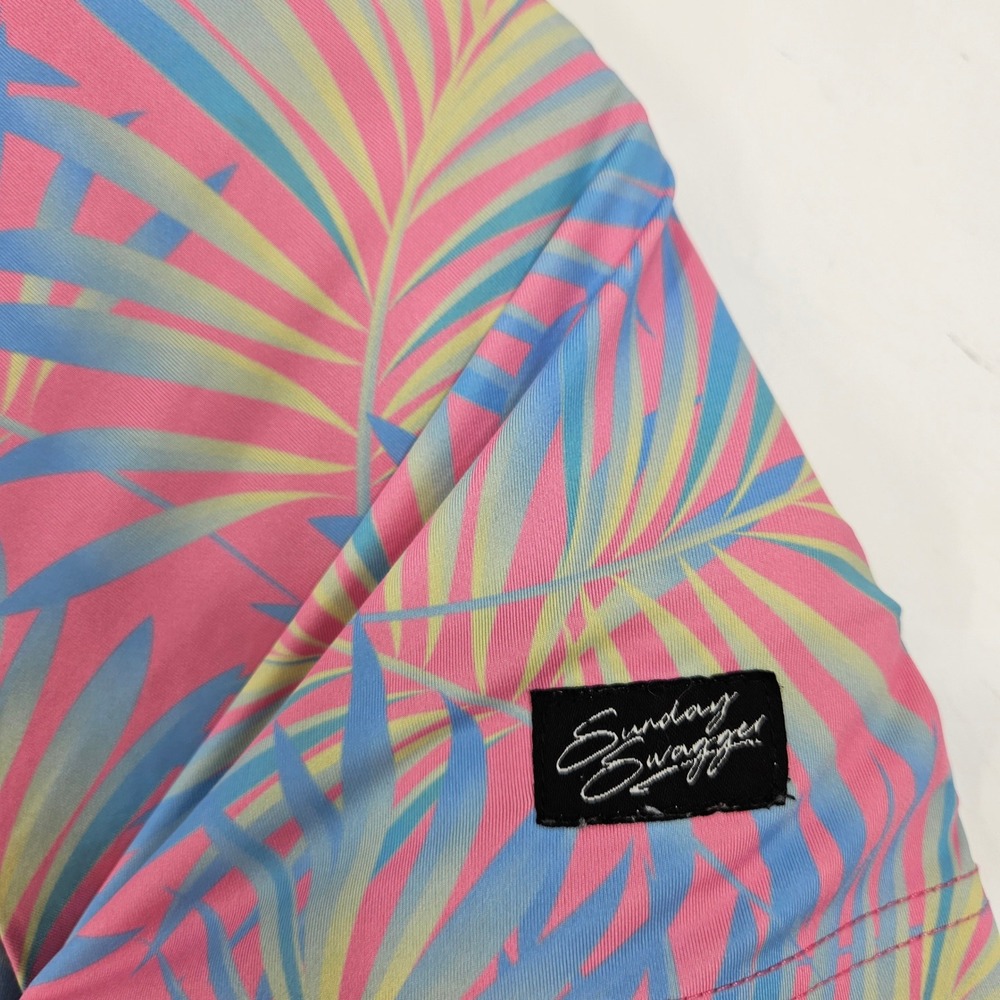 Sunday Swagger Shirt Mens Large Floral Hawaiian Golf Vibrant Short Sleeve - Picture 3 of 10